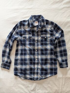 Gymboree Navy and White Plaid Button-Down Shirt